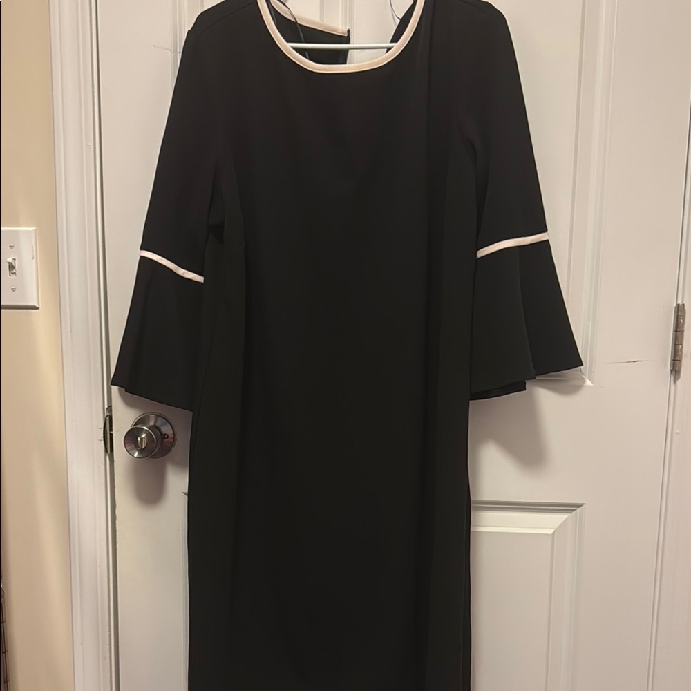 Elegant Black Dress with White Accents